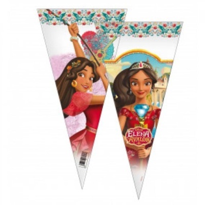 Bandeiras triangulares decorativas com imagem da personagem Elena de Avalor