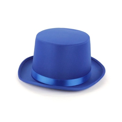 Chapéu azul de feltro com fita azul