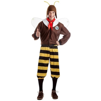 Fato de abelha masculino com cores amarelo, preto e castanho