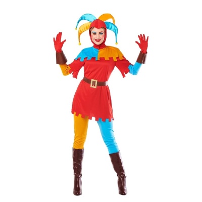 Fantasía colorida de bobo da corte com chapéu de sinos