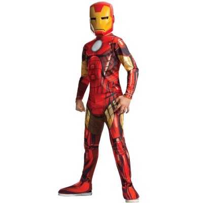 Fato de criança do Homem de Ferro com máscara e armadura vermelha e dourada