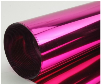 Rolo de película adesiva rosa metálica brilhante