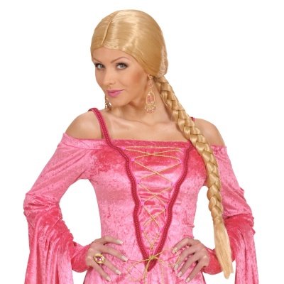 Vestido rosa de veludo com atilhos dourados e mangas largas