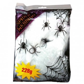 Pacote de decorações de teia de aranha branca e aranhas pretas para Halloween