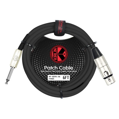 Cabo de áudio profissional Kirlin Patch Cable preto de 6 pés com conetores jack e XLR