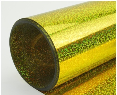 Rolo de papel adesivo holográfico dourado