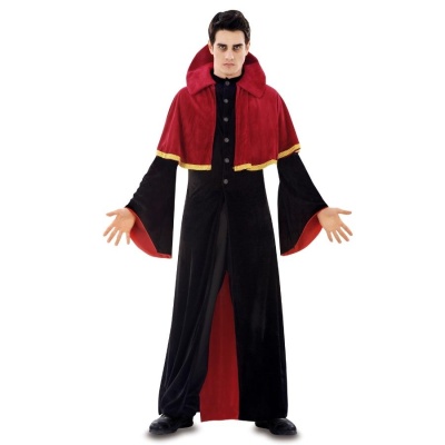 Fato Halloween capa vermelha e vestido preto longo