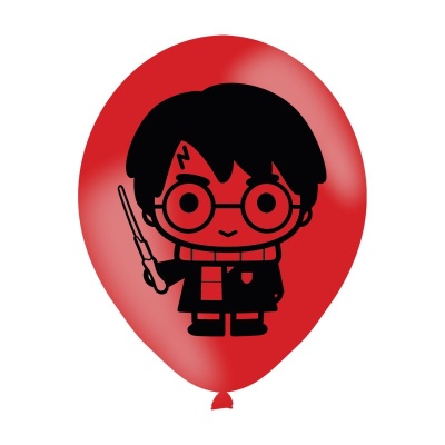 Balão vermelho com personagem cartoon estilo Harry Potter