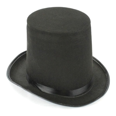 Chapéu cilindro preto aveludado com fita preta