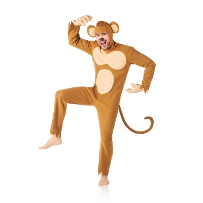 fantasia macaco castanha com manchas bege e cauda