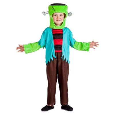 Fato de criança estilo Frankenstein com várias cores e capuz verde