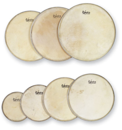 Frames de tambor de pele natural com armação metálica, vários tamanhos, marca Ganalcá