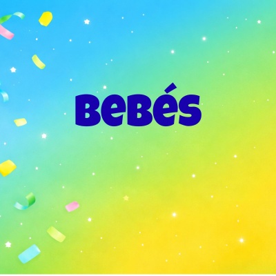 Fundo colorido com confetes e texto Bebés