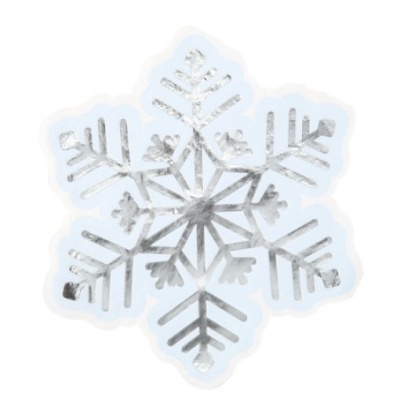 Adesivo floco de neve prateado com contorno branco