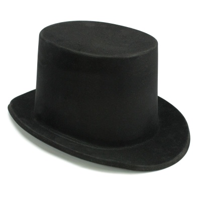Chapéu cartola preto com textura aveludada