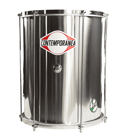 Tambor de aço inoxidável com logo CONTEMPORÂNEA