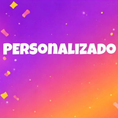 Fundo colorido com a palavra PERSONALIZADO em destaque
