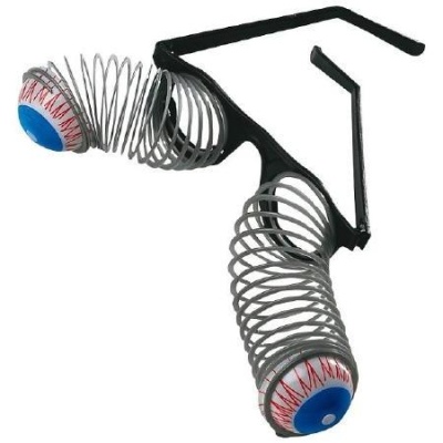 Óculos com molas e bolas com olhos desenhados