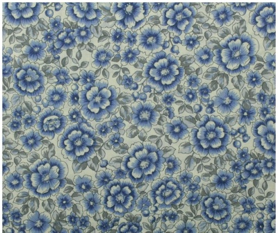tecido com padrão floral azul e cinza
