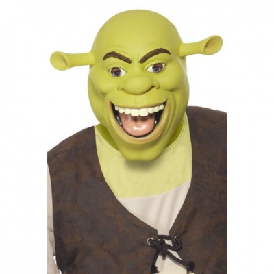 Máscara verde de Shrek com colete castanho