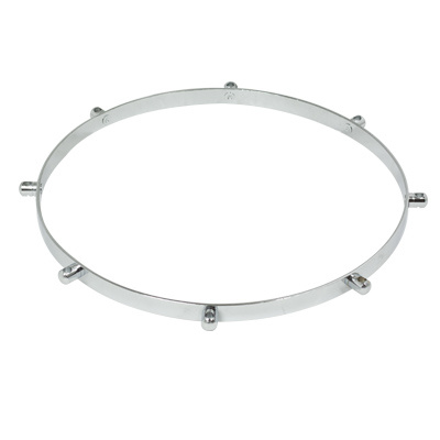 Argola metálica prateada com protuberâncias para suporte