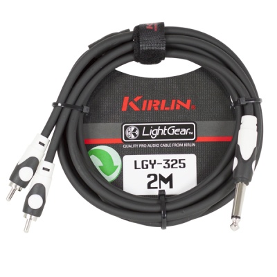 Cabo de áudio profissional Kirlin LightGear LGY-325 2M com conectores RCA e jack P10