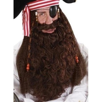 Máscara de pirata com barba longa e fita de cabeça