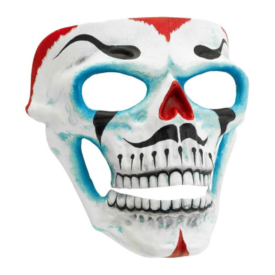 Máscara caveira branca com detalhes coloridos