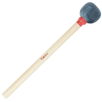 Baqueta para percussão com cabeça azul escuro e cabo de madeira clara