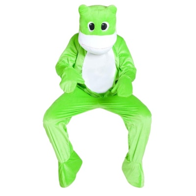 Fantasia verde de anfíbio com barriga branca e olhos grandes