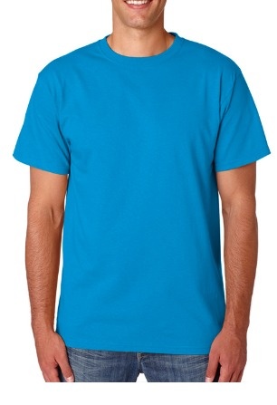 T-shirt azul de manga curta com gola redonda