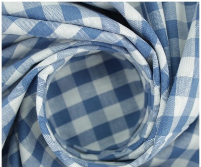 tecido xadrez azul claro e branco enrolado em círculo
