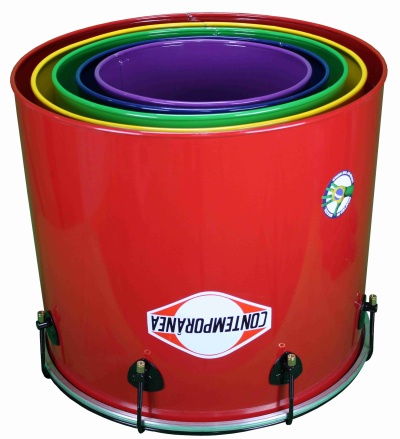 Tambor colorido com várias cores e etiqueta Contemporânea