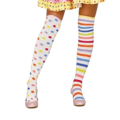 Par de meias longas com padrões coloridos