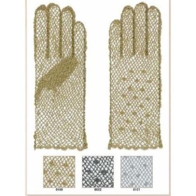 Par de luvas de renda em várias cores sobre fundo branco