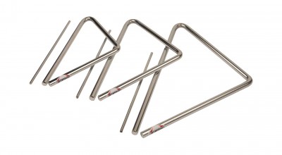 Três suportes triangulares para guitarra em metal prateado