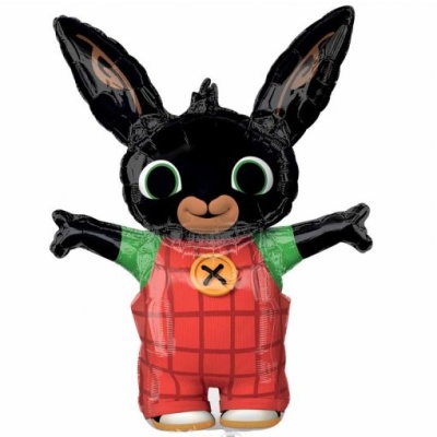 Balão personagem com roupa vermelha xadrez e botão amarelo