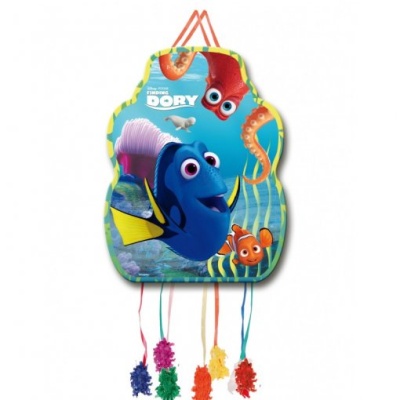 Piñata temática do filme 'À Procura de Dory' com personagens de peixe coloridos