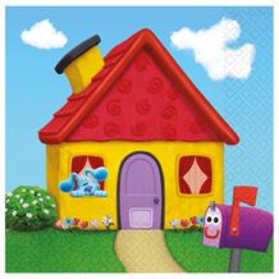 Ilustração colorida de casa amarela com telhado vermelho e correio roxo no jardim