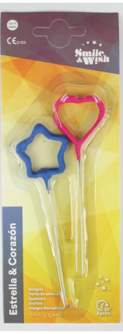 Velas de festa em forma de estrela azul e coração rosa embalada para venda