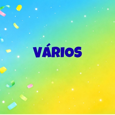 Imagem com palavra VÁRIOS em fundo colorido com confetis