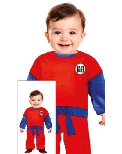 Fato de treino vermelho com detalhes azuis para criança com símbolo asiático