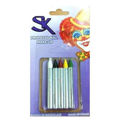 Conjunto de sticks de maquilhagem profissional coloridos em embalagem com imagem de palhaço