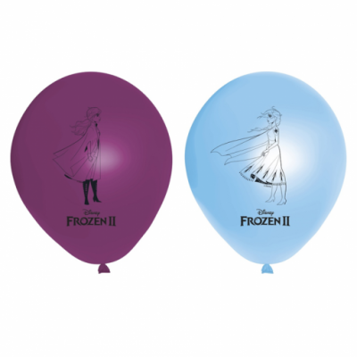 Dois balões de látex com desenhos do filme Frozen II