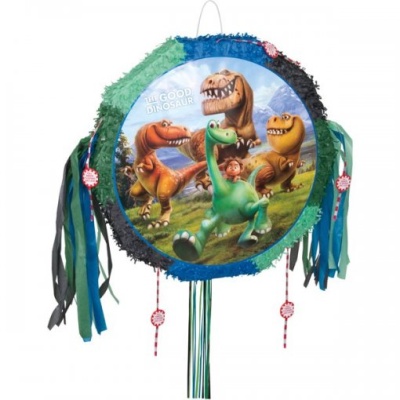 Piñata redonda com dinossauros coloridos The Good Dinosaur