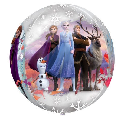 Bola de praia com personagens do filme Frozen e flocos de neve