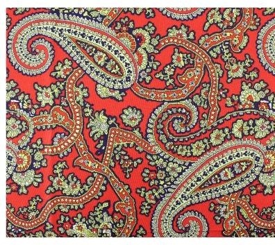 Tecido paisley vermelho com padrão floral