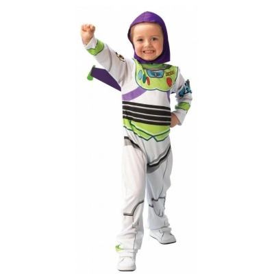 Fato infantil Buzz Lightyear branco, verde e roxo com capuz