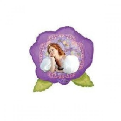 Etiqueta com desenho de mulher e flor roxa