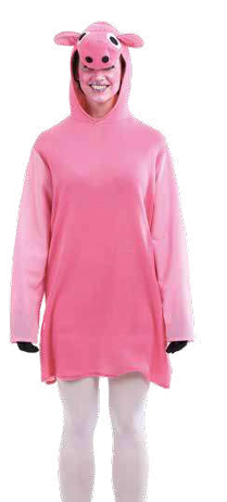 Fato rosa com capuz de porco
